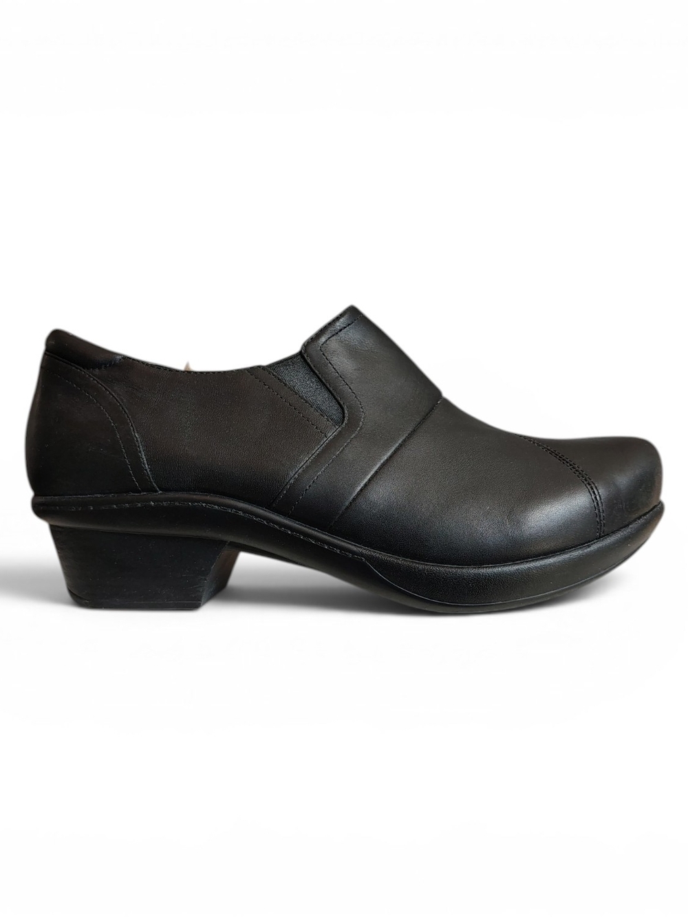 Abeo 24/7 Carin Black Leather Slip On Clogs Slip Resistant Women's Size 9